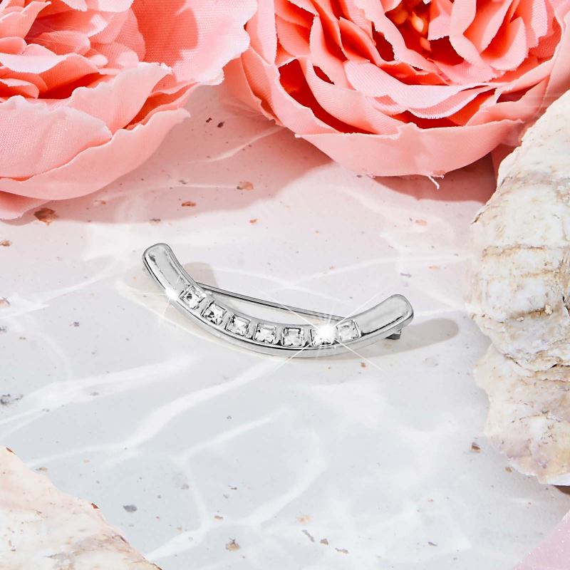 CURVED CRYSTAL PIN - SILVER COLOUR