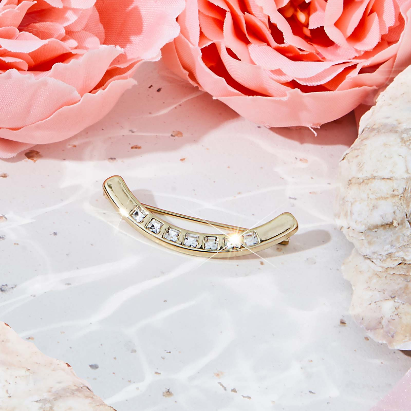 CURVED CRYSTAL PIN - GOLD COLOUR