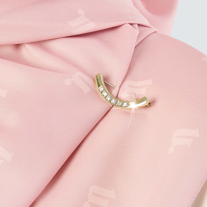 CURVED CRYSTAL PIN - GOLD COLOUR