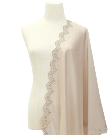 Thalita Embroidered Selendang - Cream Brulee Colour
