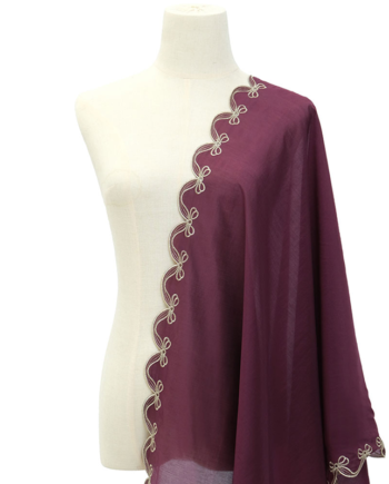 Arya Scallop Selendang - Prune Colour