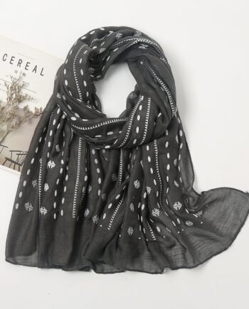 Charcoal Black Printed Cotton Style Scarf