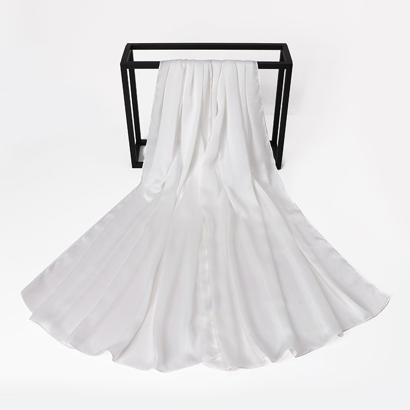 White Silk Crepe Scarf