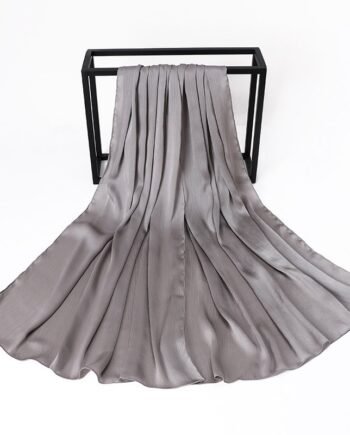 Grey Silk Crepe Scarf