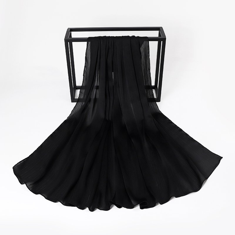 Black Silk Crepe Scarf