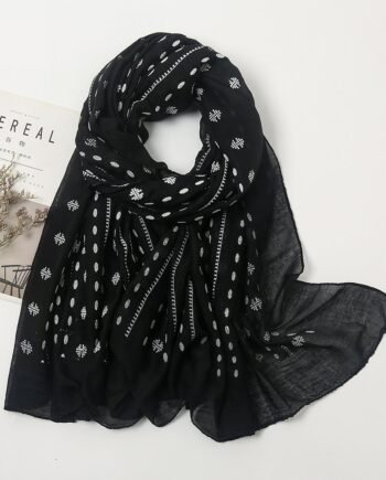 Black Printed Cotton Style Scarf