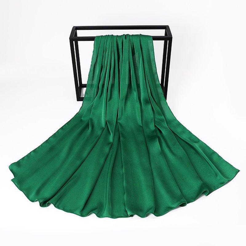 Green Silk Crepe Scarf