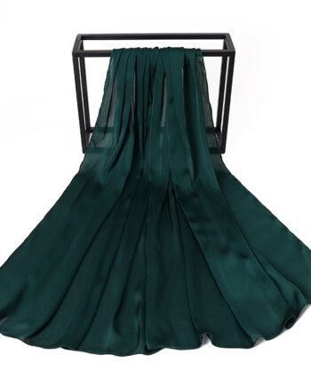 Dark Green Silk Crepe Scarf