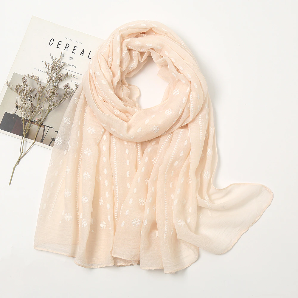 Beige Printed Cotton Style Scarf